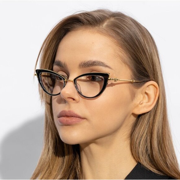 NEW VALENTINO EYEGLASSES DAYDREAM VLX-123A CAT EYE WOMEN GOLD/BLACK EYEWEAR - Picture 1 of 4